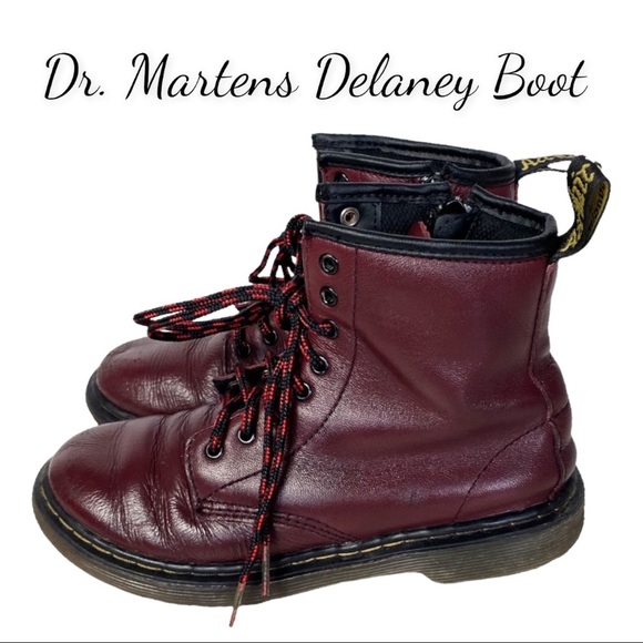 Dr. Martens 1460 Cherry Red Junior Delaney Boot - Picture 2 of 16